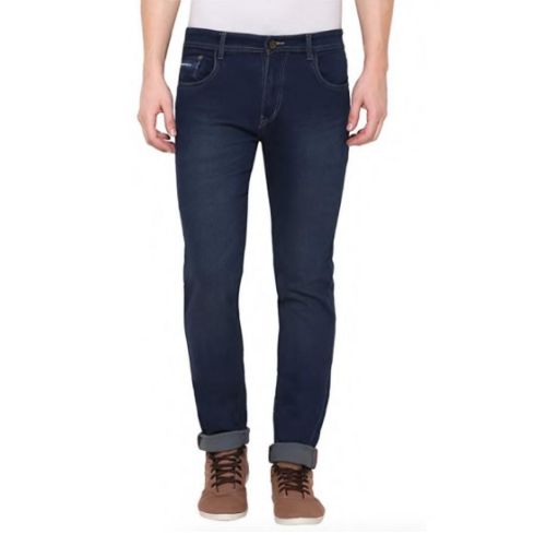 Men's Dark Blue Knitted Jeans - BORDERLINE TRADERS PRIVATE LIMITED
